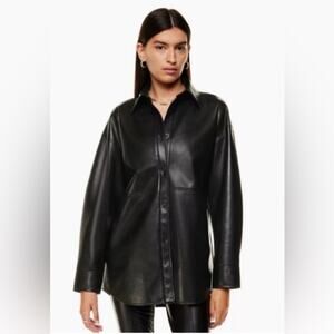 ARITIZIA Babaton Pelli vegan leather chic biker Y2K style  black shirt jacket S